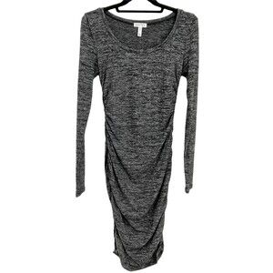 Leith Ruched Long Sleeve Bodycon Dress Heather Gray S